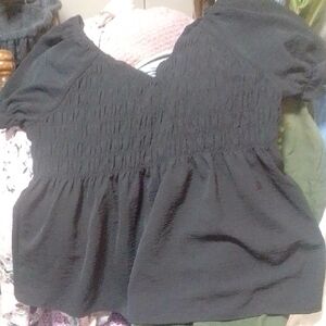 No Boundaries Black Smocked Women's Blouse